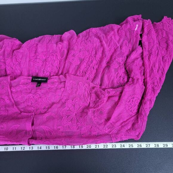 Lane Bryant Womens Sheer Embroidered Lace Babydoll Top Sz 18/20 Pink Boho Fairy - Picture 7 of 8